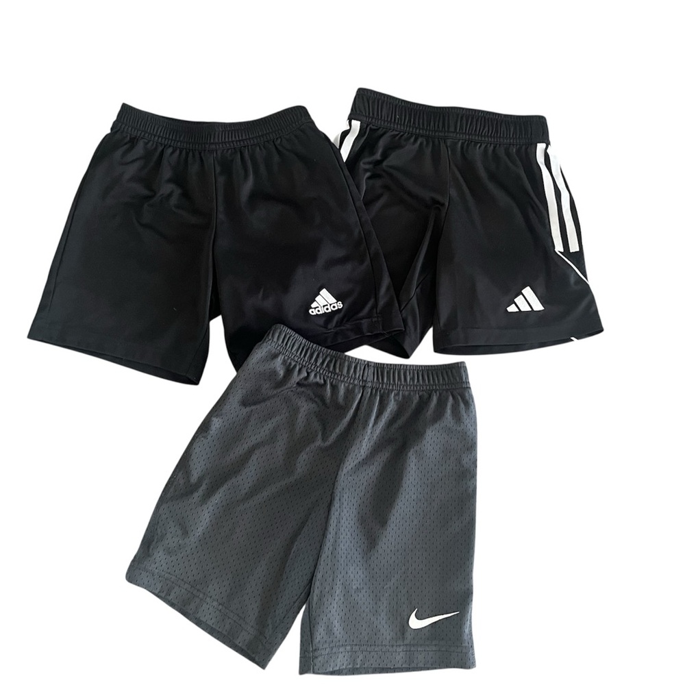 adidas Black and White Kids Athletic Shorts Trio